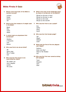 Bible Firsts II - Bible Trivia Quiz