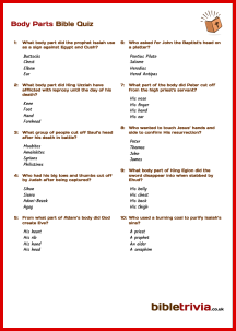 Body Parts - Bible Trivia Quiz