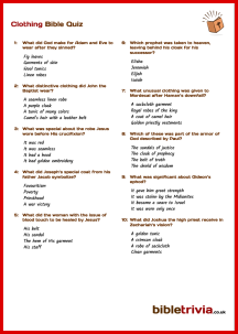 Clothing - Bible Trivia Quiz
