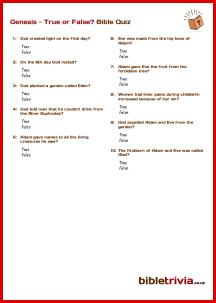Genesis - True or False? - Bible Trivia Quiz