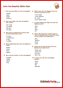 John the Baptist - Bible Trivia Quiz