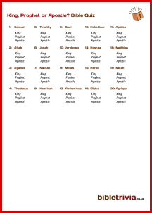 King, Prophet or Apostle? - Bible Trivia Quiz