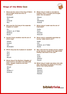 Kings of the Bible - Bible Trivia Quiz