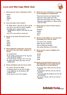 Love and Marriage - Bible Trivia Quiz