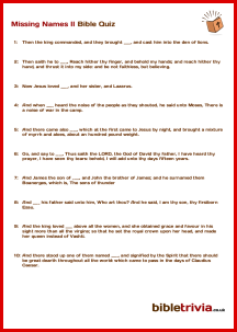 Missing Names II - Bible Trivia Quiz
