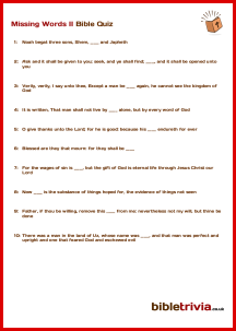 Missing Words II - Bible Trivia Quiz