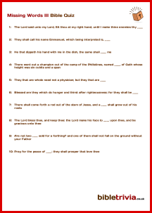 Missing Words III - Bible Trivia Quiz