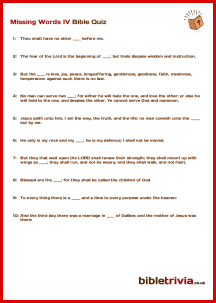 Missing Words IV - Bible Trivia Quiz