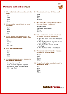 Mothers in the Bible - Bible Trivia Quiz