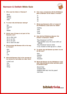 Samson & Delilah - Bible Trivia Quiz