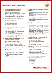 Sayings of Jesus - Bible Trivia Quiz