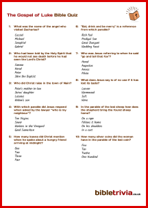 The Gospel of Luke - Bible Trivia Quiz