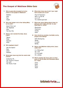 The Gospel of Matthew - Bible Trivia Quiz