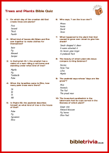 Trees and Plants - Bible Trivia Quiz
