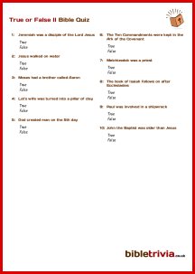 True or False II - Bible Trivia Quiz